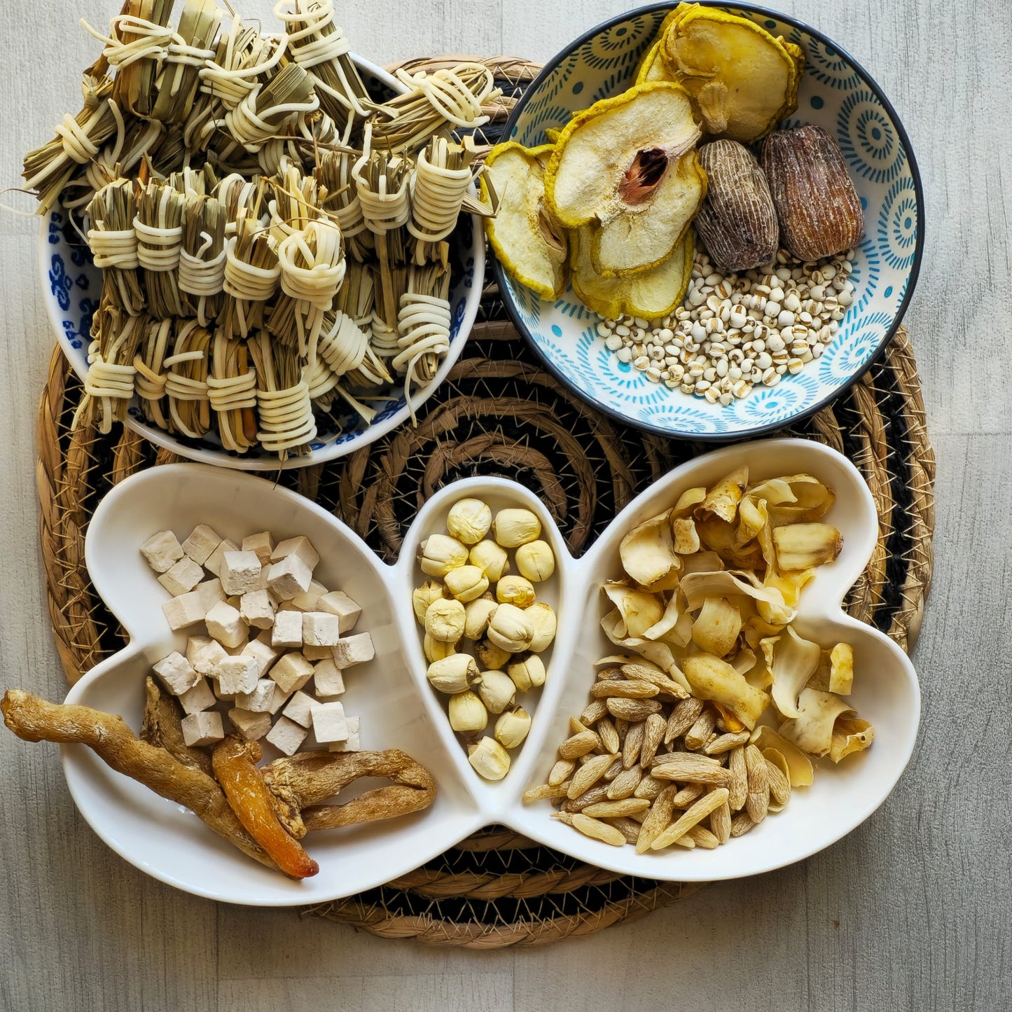 燈芯草雪梨麥冬海竹頭湯包